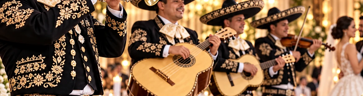 Mariachi con trompeta y guitarrón durante una celebración