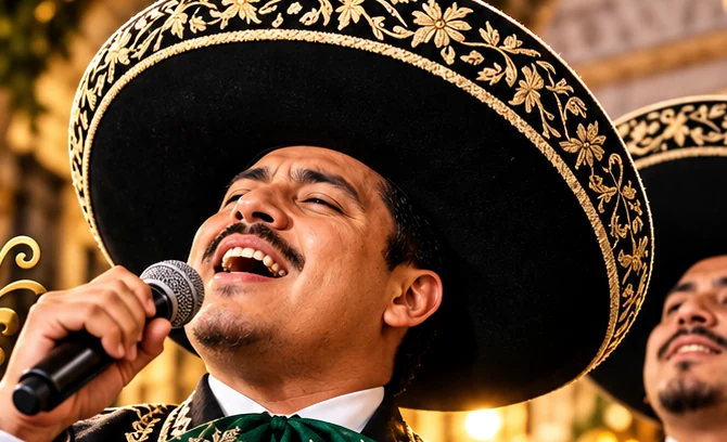 Cantante interpretando música mexicana